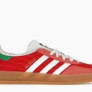 Adidas Originals Mens Size 10 Gazelle Indoor Better Scarlet-Red/Green Heel Tabs
